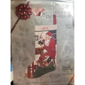 DIY SantaS Workshop - The Toy Maker Christmas Stocking Cross Stitch Kit DOS